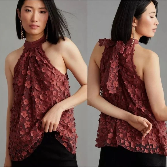 Eva Franco 3-D flower halter top - Picture 1 of 7